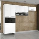 Ver imagem 1 de Cozinha Compacta Julia com Paneleiro Duplo e Armário Aéreo - Sem Balcão - Branco/Preto