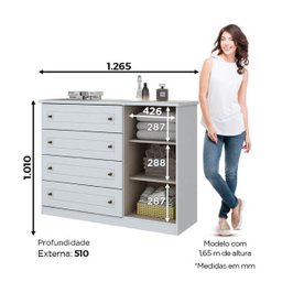 Cômoda Infantil Americano com 4 Gavetas e 1 Porta - Branco - 4