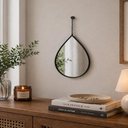Ver imagem 4 de Espelho de Parede Decorativo Gota Preto 29x19cm Pendente Moderno com Corrente Sala Banheiro Luxo