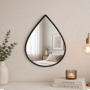 Ver imagem 3 de Espelho de Parede Decorativo Gota Preto 29x19cm Pendente Moderno com Corrente Sala Banheiro Luxo
