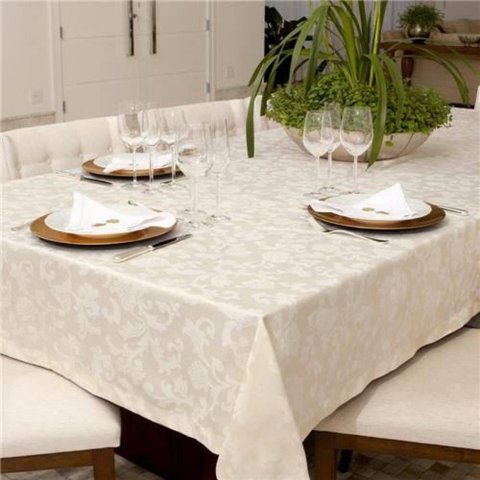 Toalha de Mesa Impermeável Retangular 160x320 cm - Angora Bege