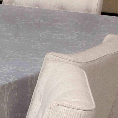 Toalha de Mesa Redonda Impermeável Floral 140 cm - Branco