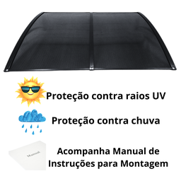 Toldo Policarbonato Preto Fumê 75 Cm X 1,2 Metro Kit Completo Proteção para Portas Janelas Compresso - 3