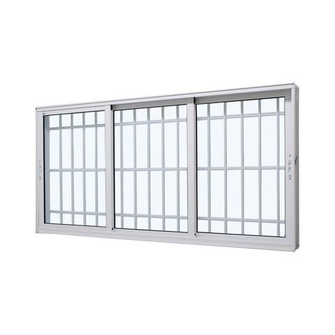 Janela de Correr Alumínio Branco 03 Folhas c/Grade Maxx - 120x200