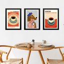 Ver imagem 1 de Kit 3 Quadros Decorativos para Cozinha Café Cão 45x34cm:moldura Preta