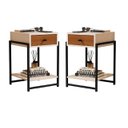 Ver imagem 1 de Kit Mesa Cabeceira Lateral Cama Quarto Industrial Pérola