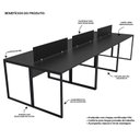 Ver imagem 4 de Estação Trabalho Mesa Industrial 6 Lugares Office Netmobil - Preto