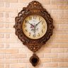 Relógio de Parede Pendulo Boala Floral Elegante Rustico 59cm - 1