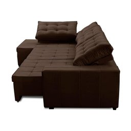 Sofá de Canto Retrátil e Reclinável com Molas 3,40x2,00 Le Jacke Suede Marrom Madelina Decor - 3