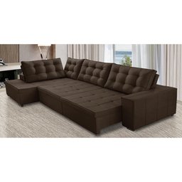 Sofá de Canto Retrátil e Reclinável com Molas 3,40x2,00 Le Jacke Suede Marrom Madelina Decor - 2