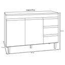 Ver imagem 4 de Balcão Gabinete para Cozinha Andréia 100cm 2 Portas 3 Gavetas:amêndoa/preto