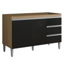 Ver imagem 1 de Balcão Gabinete para Cozinha Andréia 100cm 2 Portas 3 Gavetas:amêndoa/preto