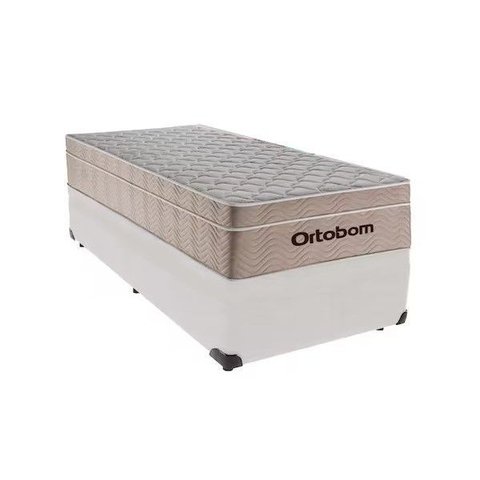 Cama Base Box Solteiro Branco Colchão Molas Ensacadas Airtech Springpocket 88x188 - Ortobom