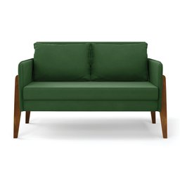 Kit 1 Sofá Namoradeira e 2 Poltronas Lana Suede Base de Madeira - D'Rossi DRossi Verde - 3