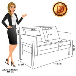 Kit 1 Sofá Namoradeira e 2 Poltronas Lana Suede Base de Madeira - D'Rossi DRossi Verde - 6