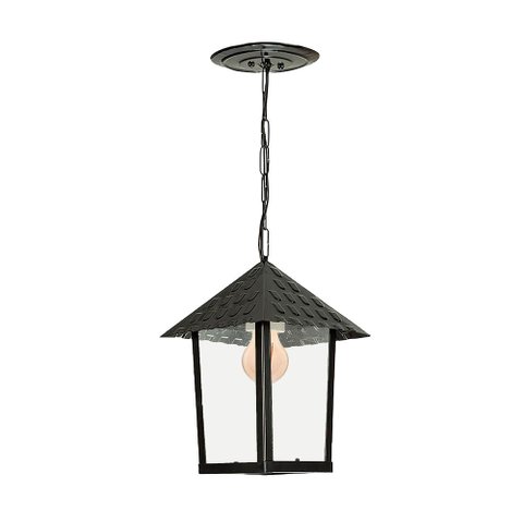 Pendente Colonial Quadrado Vidro Liso 1xe27 Preto Blumenau Iluminação Pendente Quadrado Externo
