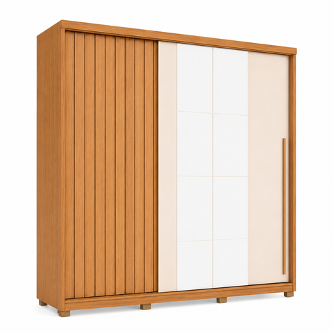 Guarda Roupa Casal 2 Portas de Correr com Espelho e 4 Gavetas 2.4 Flex Moviment Caemmun