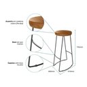 Ver imagem 3 de Kit 2 Banquetas Altas Industrial Madeira Maciça Peroba Rosa