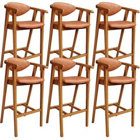 Kit 06 Banquetas Alta Cozinha Bancada Bar Sala de Jantar Fixa Cecília L02 Couríssimo Camel - Lyam De