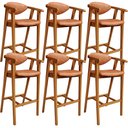 Ver imagem 1 de Kit 06 Banquetas Alta Cozinha Bancada Bar Sala de Jantar Fixa Cecília L02 Couríssimo Camel - Lyam De