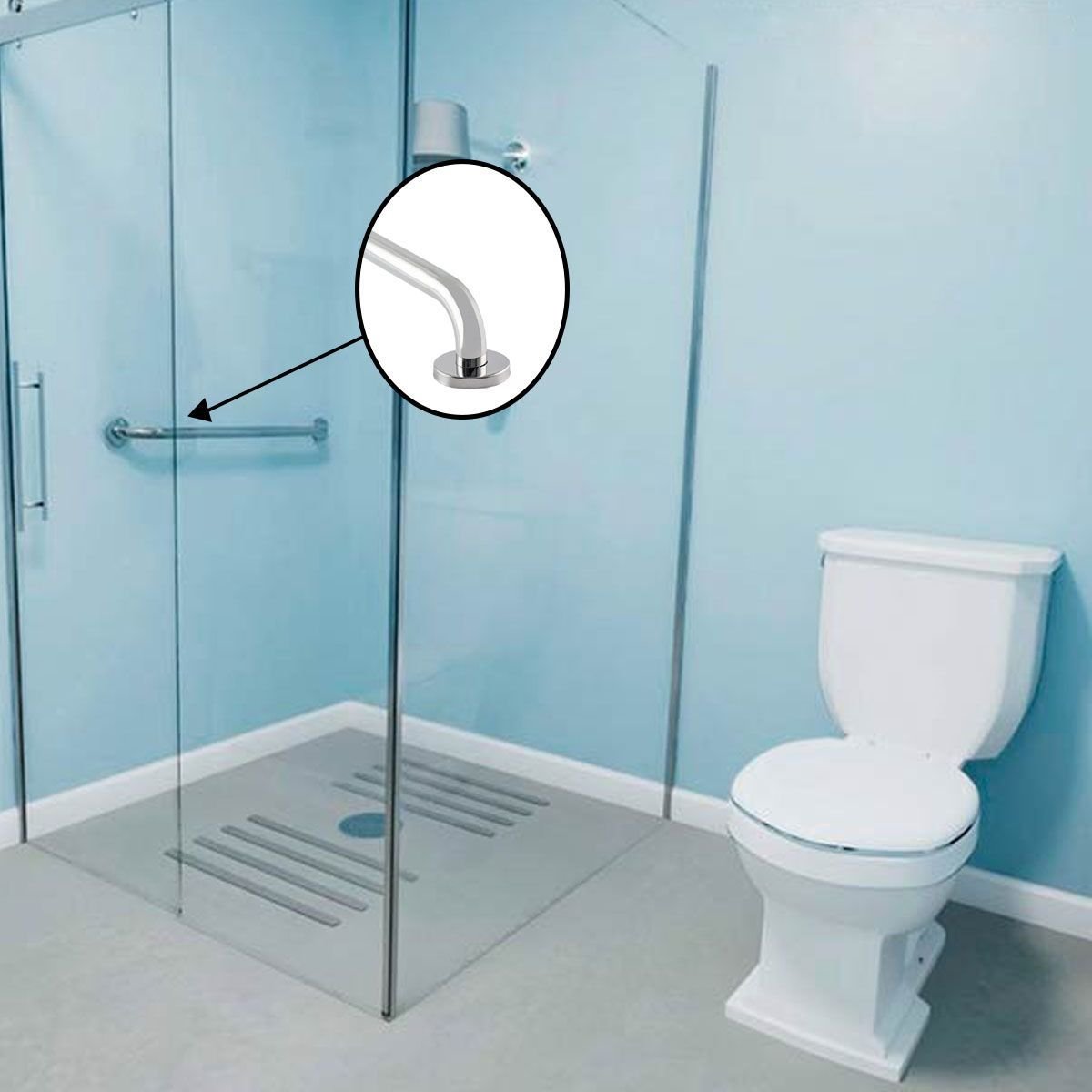 Alça de Apoio 50cm Banheiro Inox Barra Idoso Deficiente Acessibilidade Cadeirante Resistente Box Seg - 5