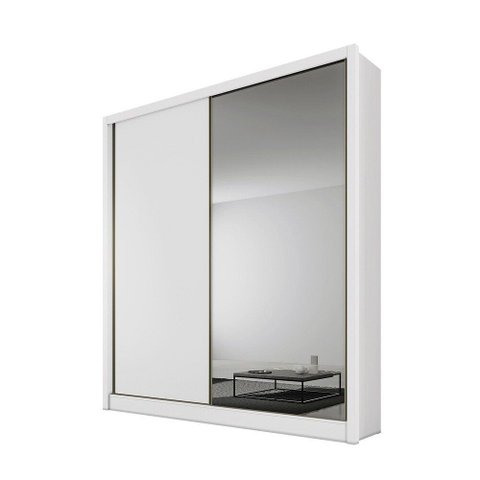Guarda Roupa Virtus 2 Portas 3 Gavetas com Espelho Novo Horizonte Neve