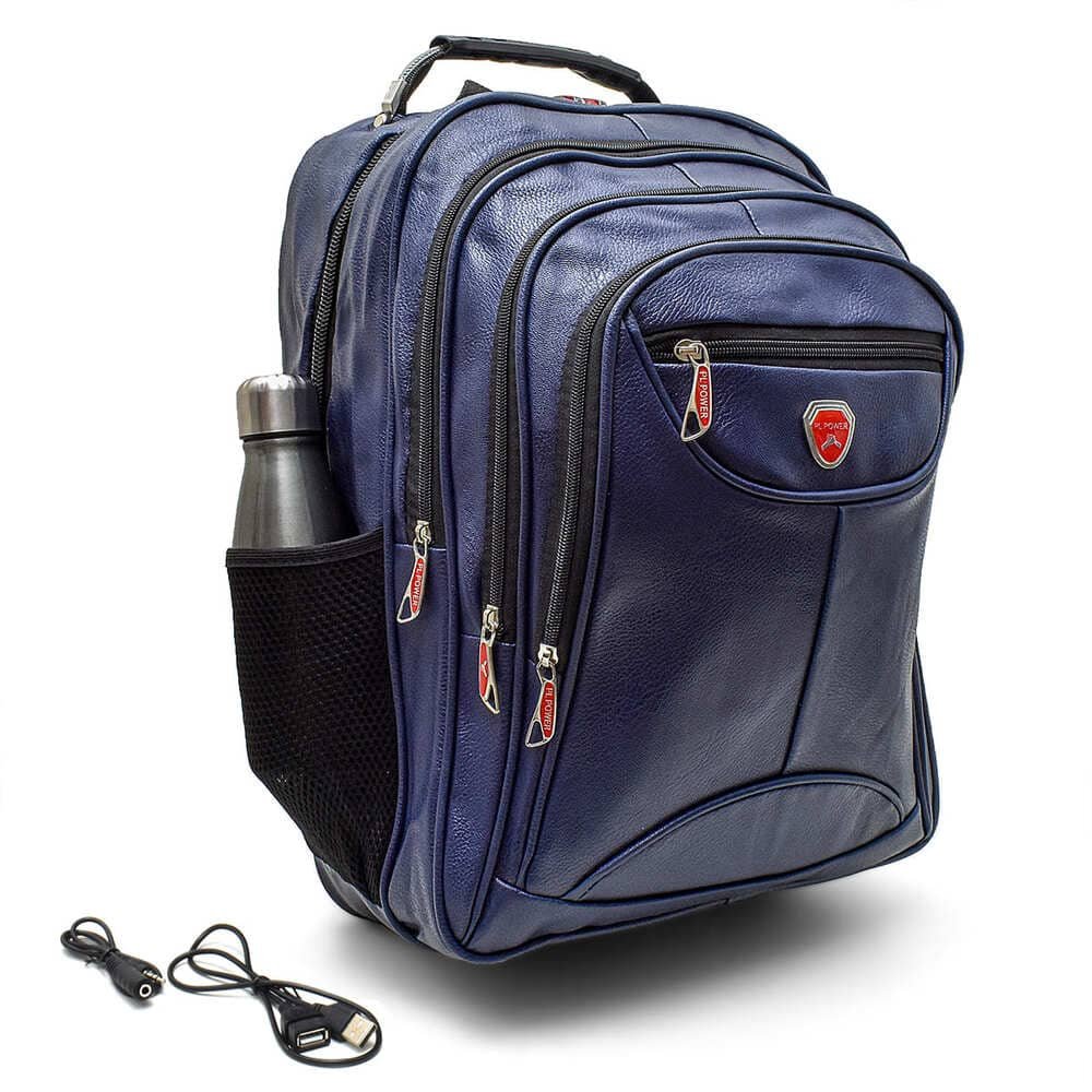 Mochila Bolsa Couro Masculina Feminina Notebook Impermeável Reforçada Usb/fone - 1