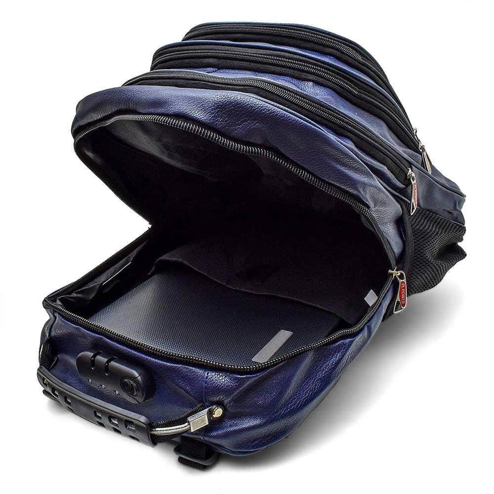 Mochila Bolsa Couro Masculina Feminina Notebook Impermeável Reforçada Usb/fone - 5