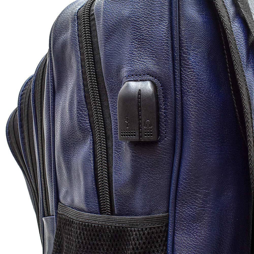 Mochila Bolsa Couro Masculina Feminina Notebook Impermeável Reforçada Usb/fone - 4