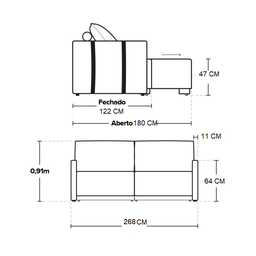 Sofá Cama 3 Lugares Retrátil Espinélio Linho 268 Cm Redenobre:bege - 6