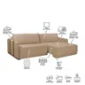 Sofá Cama 3 Lugares Retrátil Espinélio Linho 268 Cm Redenobre:bege - 4