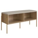 Ver imagem 2 de Banco Sapateira Estofada para Quarto Pé Metal Arlo A10 Hanover/dourado - Mpozenato
