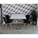 Ver imagem 2 de Conjunto de Mesa Dobrável Retrátil 1,40 Branco/Noronha Inox + 4 Cadeiras Slim - Preta