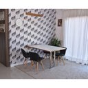 Ver imagem 1 de Conjunto de Mesa Dobrável Retrátil 1,40 Branco/Noronha Inox + 4 Cadeiras Slim - Preta