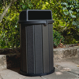 Lixeira Madeira Plástica 100 Litros - 70 Cm:cinza/preto - 2