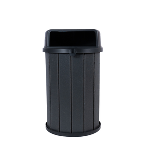 Lixeira Madeira Plástica 100 Litros - 70 Cm:cinza/preto