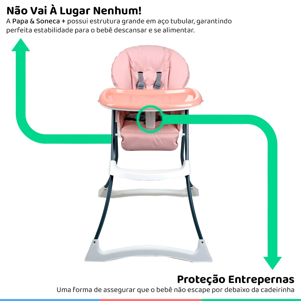 Cadeira Alimentação Refeição Infantil Bebê 6-36M 15kg Reclinável Papa&Soneca+ Rose Madder - 4