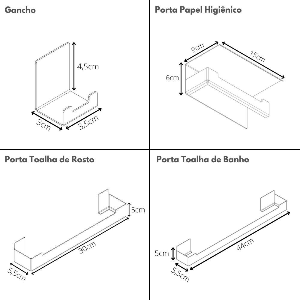 Kit Acessórios Para Banheiro Inox Com Adesivo 7 Peças ELG - 9