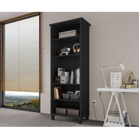 Armário Organizador Multiuso com Prateleiras Library Preto - Luapa
