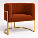Ver mais imagens de Poltrona Decorativa Luna Bouclé Premium para Sala Escritório Recepção Base Circular em Ferro Madeira