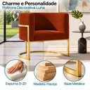 Ver imagem 2 de Poltrona Decorativa Luna Bouclé Premium para Sala Escritório Recepção Base Circular em Ferro Madeira