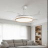 Ventilador de Teto com Abas Retráteis e Led Branco Quente, Morno e Frio | Design Moderno Madeira - 7