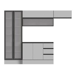 Cozinha Modulada 5 Peças 3 Aéreos 1 Balcão 1 Cristaleira Nara Cabecasa Madeiramadeira - 3
