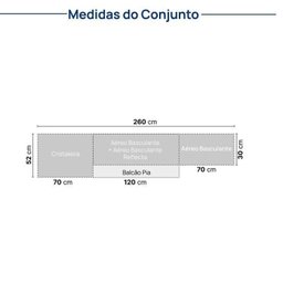 Cozinha Modulada 5 Peças 3 Aéreos 1 Balcão 1 Cristaleira Nara Cabecasa Madeiramadeira - 6