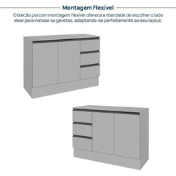 Cozinha Modulada 5 Peças 3 Aéreos 1 Balcão 1 Cristaleira Nara Cabecasa Madeiramadeira - 11