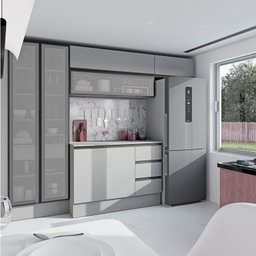 Cozinha Modulada 5 Peças 3 Aéreos 1 Balcão 1 Cristaleira Nara Cabecasa Madeiramadeira - 2