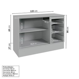Cozinha Modulada 5 Peças 3 Aéreos 1 Balcão 1 Cristaleira Nara Cabecasa Madeiramadeira - 10