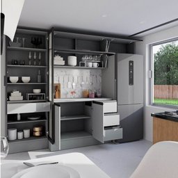 Cozinha Modulada 5 Peças 3 Aéreos 1 Balcão 1 Cristaleira Nara Cabecasa Madeiramadeira - 5