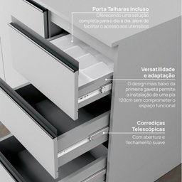 Cozinha Modulada 5 Peças 3 Aéreos 1 Balcão 1 Cristaleira Nara Cabecasa Madeiramadeira - 12
