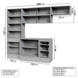Cozinha Modulada 5 Peças 3 Aéreos 1 Balcão 1 Cristaleira Nara Cabecasa Madeiramadeira - 4